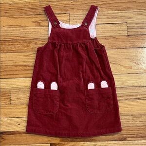 Nutmeg Burgundy Corduroy adjustable Jumper Dress w cute Bunny Ears Design